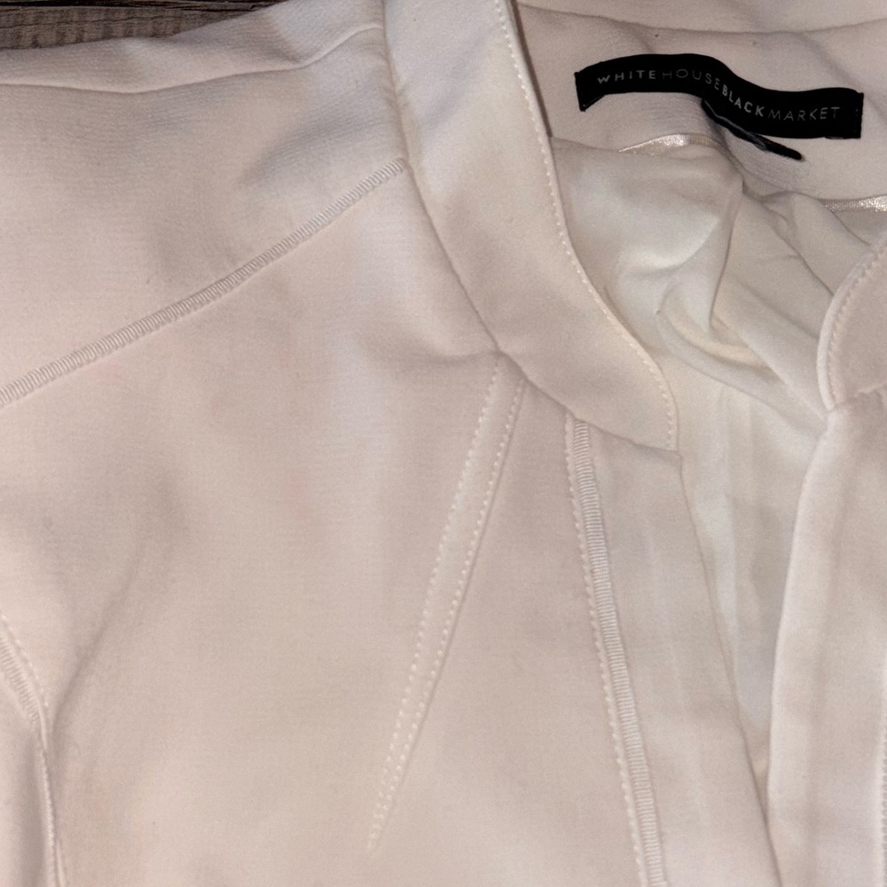 White House Black Market Collarless Petal Sleeve Jacket 14 casual office neutral - Picture 4 of 6